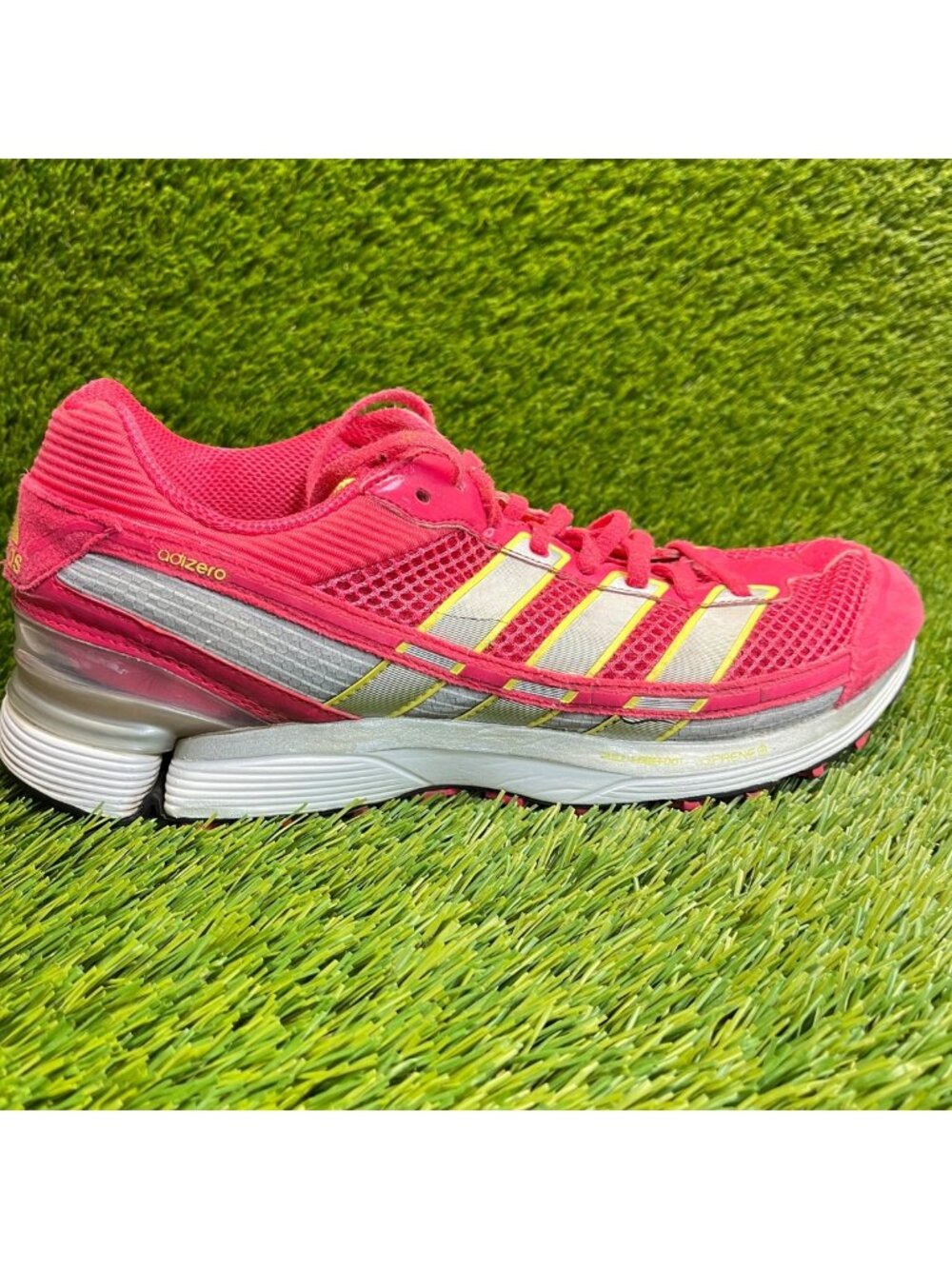 Adidas Adizero Sonic 2 Womens Size 11 Pink Yellow White Running Shoes Sneakers